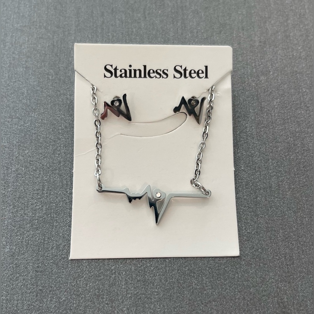 Stainless Steel Earring and Necklace Set